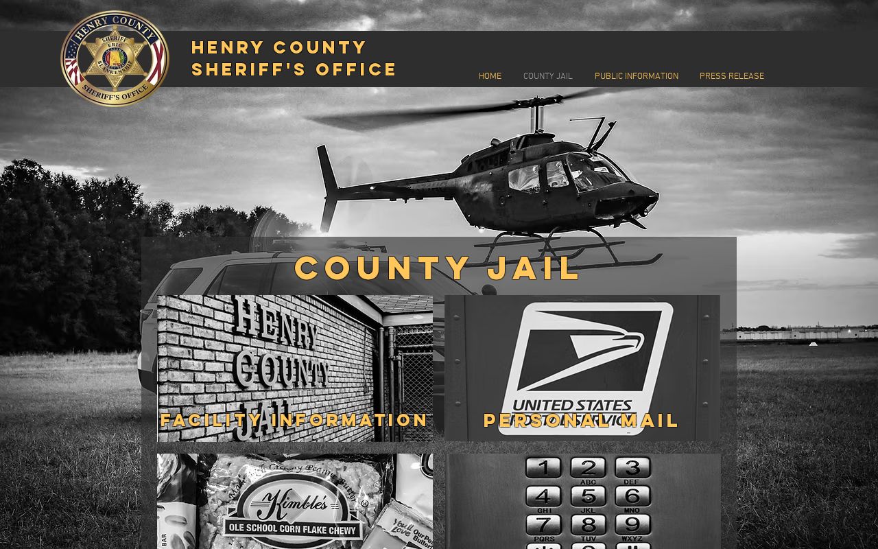 Official Henry County Jail page showing jail information rather than a roster