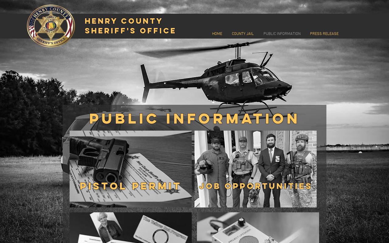 Henry County Sheriff public information and booking record contact page