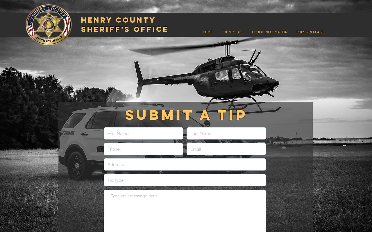 Henry County Sheriff's Office wanted tip submission record page